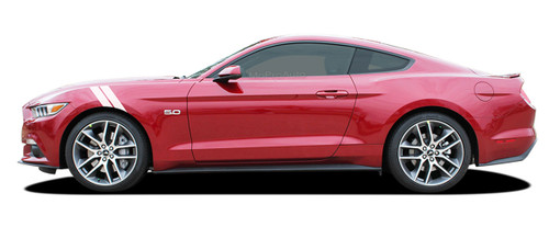 Mustang DOUBLE BAR : 2015-2020 2021 2022 Ford Mustang Hood to Fender Hash Mark Style Vinyl Racing Stripes Kit - Fits the 2015 Ford Mustang.  Pre-cut pieces ready to install. A fantastic addition to your vehicle, using only Premium Cast 3M, Avery, or Ritrama Vinyl!