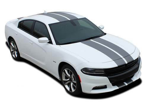 2015, 2016, 2017, 2018, 2019, 2020, 2021, 2022, 2023 N-CHARGE RALLY : Racing Stripe Rally Style Vinyl Graphics Decal Stripe Kit for Dodge Charger (M-PDS3592-97)