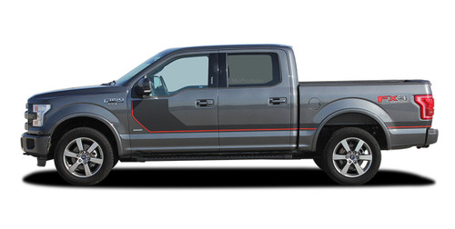 SIDELINE : Ford F-150 "Special Edition Appearance Package Style" Hockey Stripe Vinyl Graphics Decals Kit for 2015, 2016, 2017, 2018, 2019, 2020 Models (M-PDS3823)