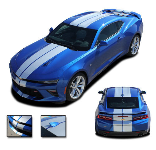 2016 2017 2018 Camaro TURBO SPORT : Chevy Camaro Bumper to Bumper Indy Style Vinyl Graphic Racing Stripes Rally Decals Kit (fits SS, RS, V6 MODELS) (M-PDS-4052)