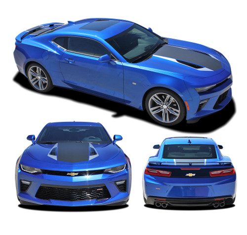 2016 2017 2018 Camaro HERITAGE : Chevy Camaro 50th Anniversary Indy 500 Style Hood Vinyl Graphic Racing Stripes Rally Decals Kit (fits SS, RS, V6 MODELS) (M-PDS-4200)