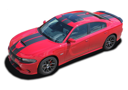 2015, 2016, 2017, 2018, 2019, 2020, 2021, 2022, 2021 N-CHARGE RALLY SP : R/T Scat Pack SRT 392 Hellcat Racing Stripe Rally Vinyl Graphics Decals Kit for Dodge Charger (M-PDS4467)