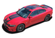 2015, 2016, 2017, 2018, 2019, 2020, 2021, 2022, 2023, N-CHARGE RALLY SP : R/T Scat Pack SRT 392 Hellcat Racing Stripe Rally Vinyl Graphics Decals Kit for Dodge Charger (M-PDS4467)