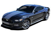 CONTENDER : 2015 2016 2017 Ford Mustang Wide Center Bumper to Bumper Hood Racing Rally Stripes Vinyl Graphics Kit (PDS4534)
