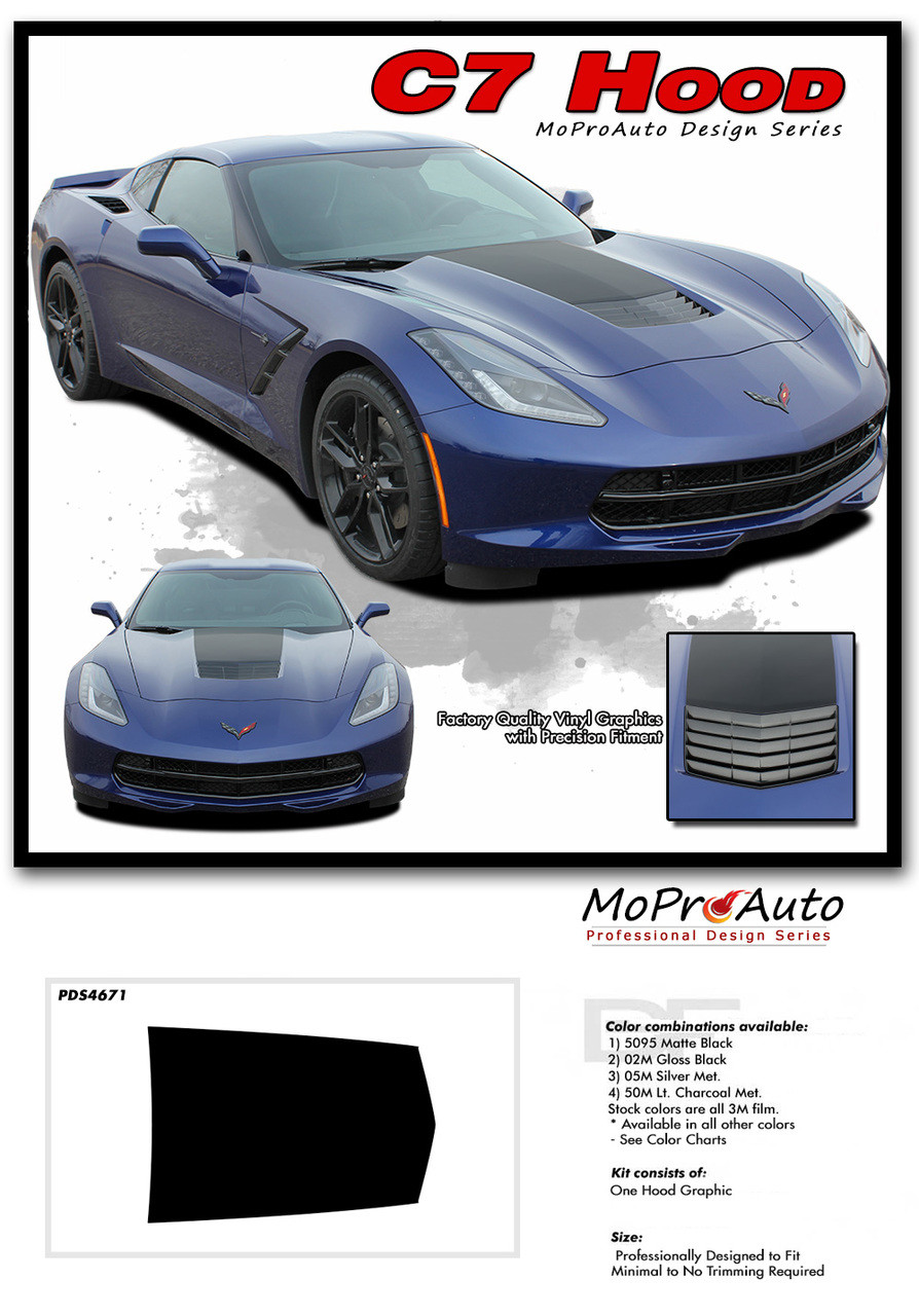 Gloss Black Hood & Fender Hash Stripes Decal Kit For 2014-2019 Corvette C7 5 thumbnail image