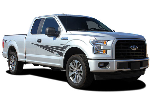 APOLLO - Ford F-150 Side Fender to Door Vinyl Graphic Decal Stripe Kit for 2015, 2016, 2017, 2018, 2019, 2020 Models (M-PDS-4780)