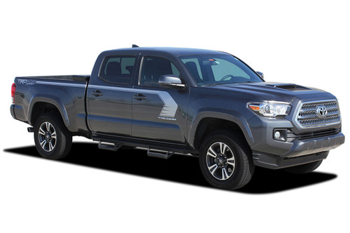 STORM : 2015, 2016, 2017, 2018, 2019, 2020, 2021, 2022, 2023 Toyota Tacoma TRD Sport Pro Upper Body Hockey Style Side Door Vinyl Graphic Stripes Decal Kit (M-PDS-4830)