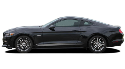 2015 2016 2017 2018 2019 2020 2021 2022 FADE ROCKERS : Ford Mustang Faded Lower Rocker Panel "California GT/CS Style" Stripes Vinyl Graphic Ebony Silver Decals (M-PDS4742-43)