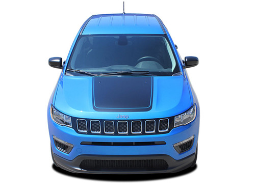 2017, 2018, 2019, 2020, 2021, 2022, 2023 Jeep Compass BEARING Vinyl Graphics Stripes and Decals Kit! Engineered specifically for the new Jeep Compass, this kit will give you a factory OEM upgrade look at a discount price! Cut to fit sections ready to install! Fits Jeep Compass for Center Hood Blackout Applications . . .