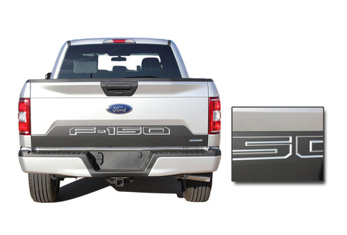 SPEEDWAY TAILGATE : Ford F-150 Decals Rear Blackout Inlays Vinyl Graphic Stripe Kit for new 2018, 2019, 2020 Models (M-PDS-5248)