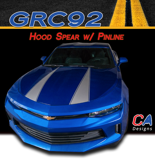 2016-2018 Chevy Camaro Hood Spear Stripe with Pinline Vinyl Graphic Decal Kit (M-GRC92)