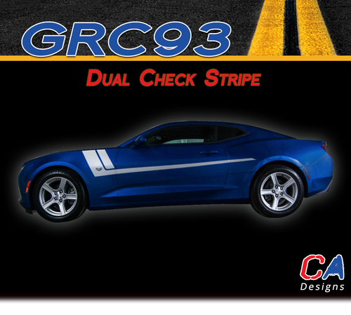 2016-2018 Chevy Camaro Dual Check Stripe Side Door Vinyl Graphic Decal Kit (M-GRC93)