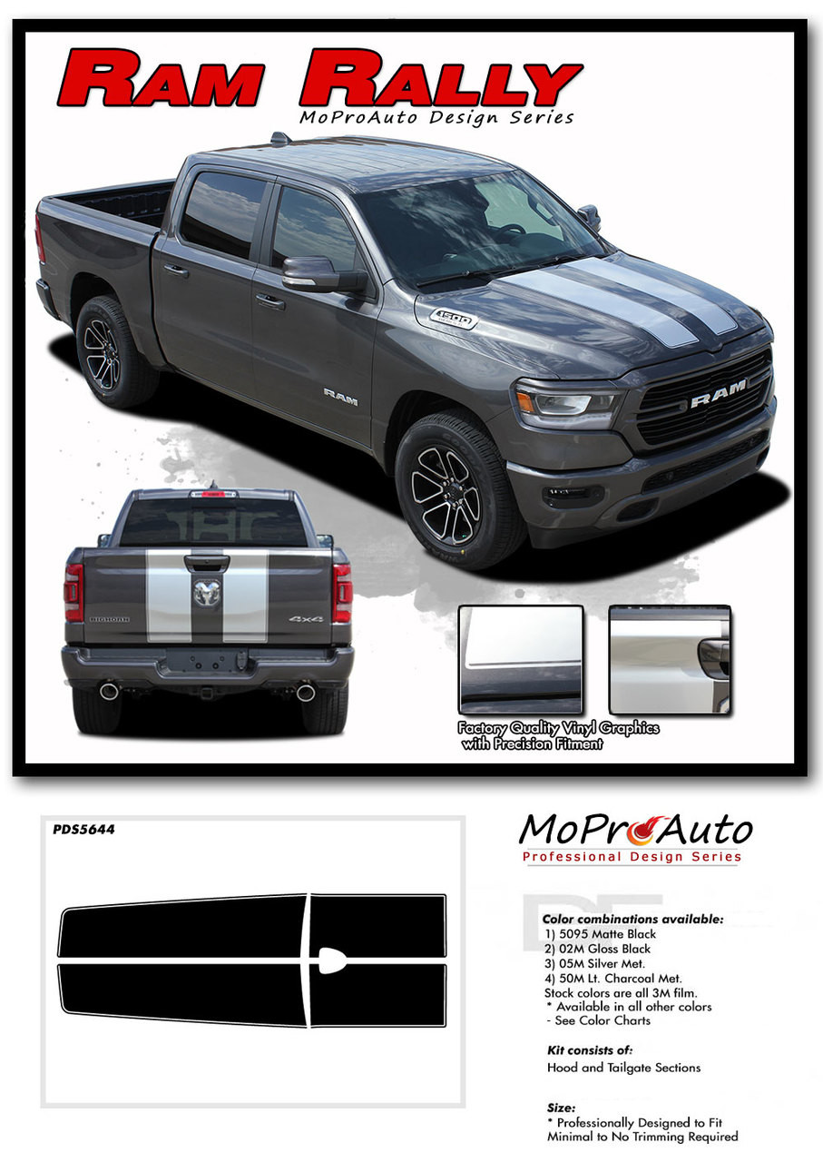 Ram Racing Sticker RAM RALLY | 2019-2024 Dodge Ram Racing Stripes Hood Decals Tailgate ...