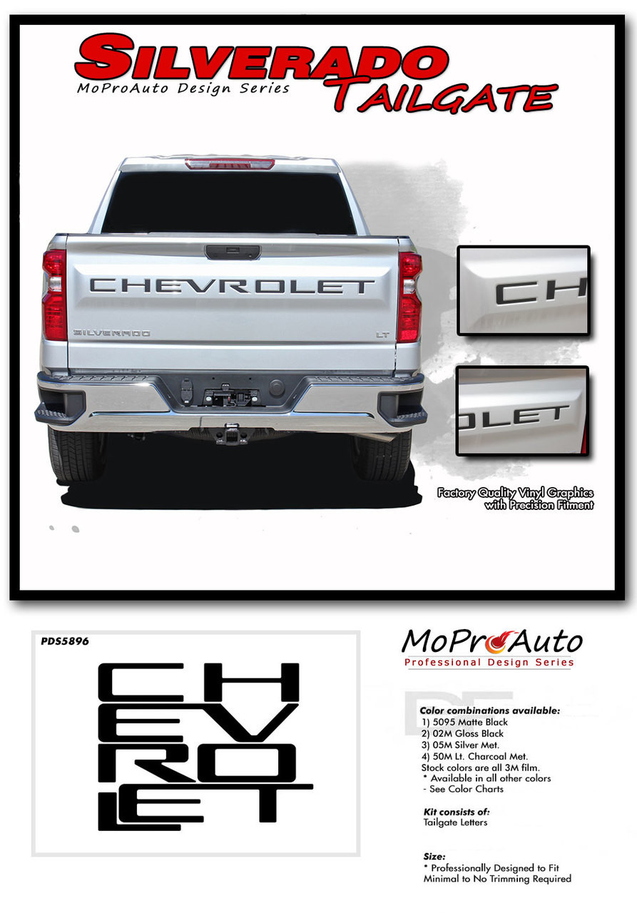 Silverado Tailgate Letters Chevy Silverado Tailgate Decals Name Vinyl Graphics Kit Fits 2019 2020 Moproauto Professional Vinyl Graphics And Striping