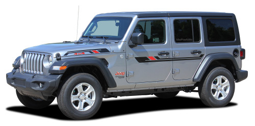 BYPASS : Jeep Wrangler JL Side Door Vinyl Graphics and Hood Decal Stripe Kit for 2007-2017 2018 2019 2020 2021 2022 2023 Models (M-PDS-6429)