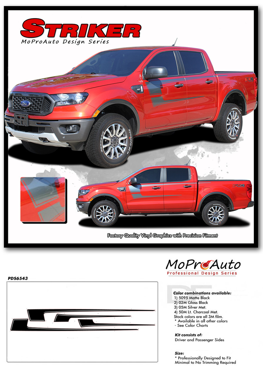2019 2020 2021 2022 2023 2024 Ford  Ranger STRIKER Vinyl Graphics and Decals Kit - MoProAuto Pro Design Series