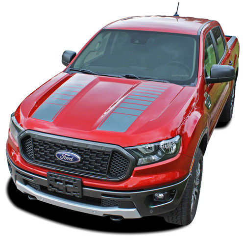 NOMAD HOOD : Ford Ranger Hood Stripes Vinyl Graphics Decals Kit 2019 2020 2021 2022 2023 2024 (M-PDS-6545)