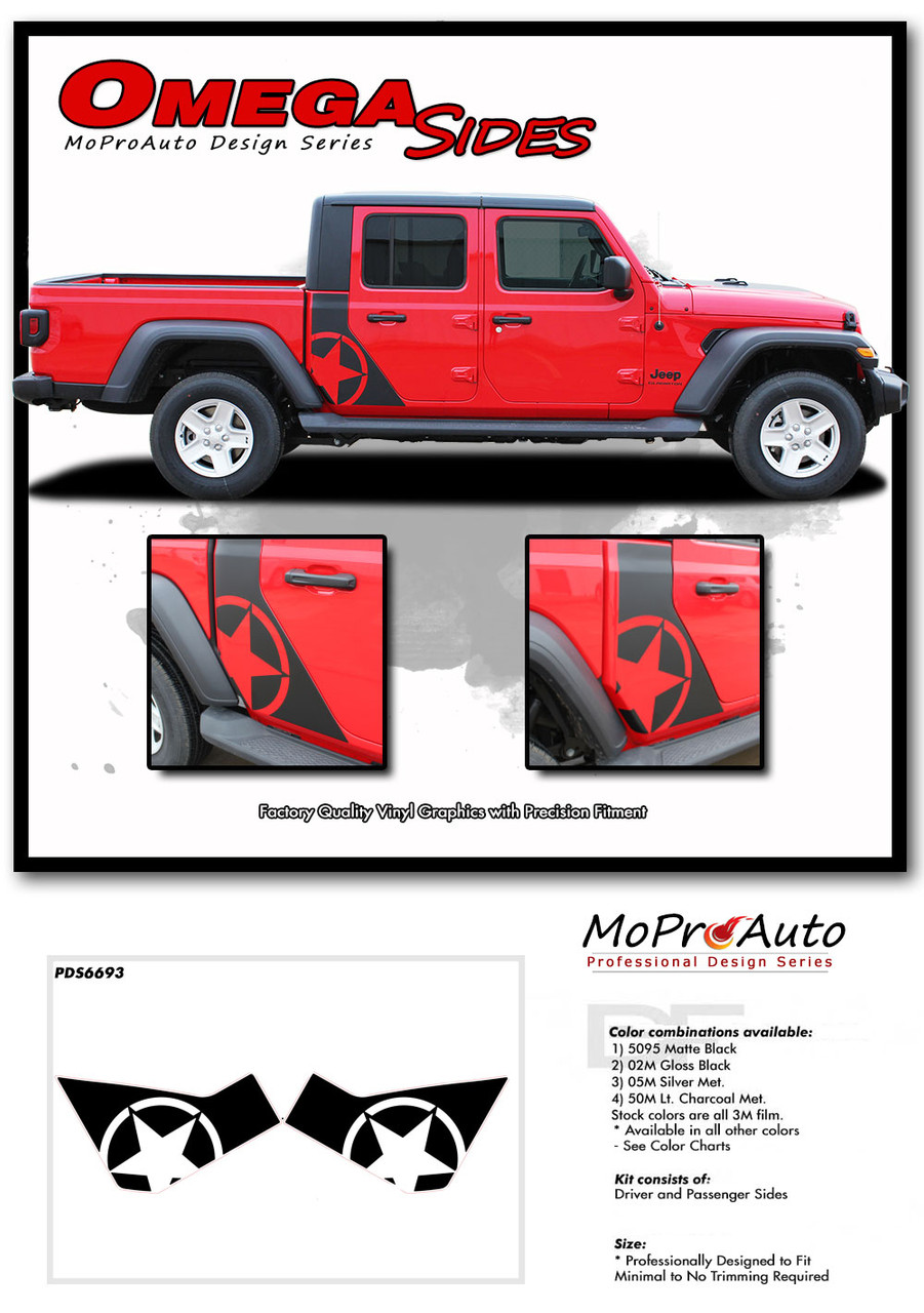 Omega Sides Jeep Gladiator Side Door Star Vinyl Graphics