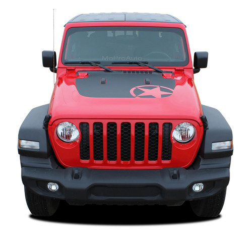 OMEGA HOOD : Jeep Gladiator Hood Decals with Star Vinyl Graphics Stripe Kit for 2020-2021 Models (M-PDS-6697)