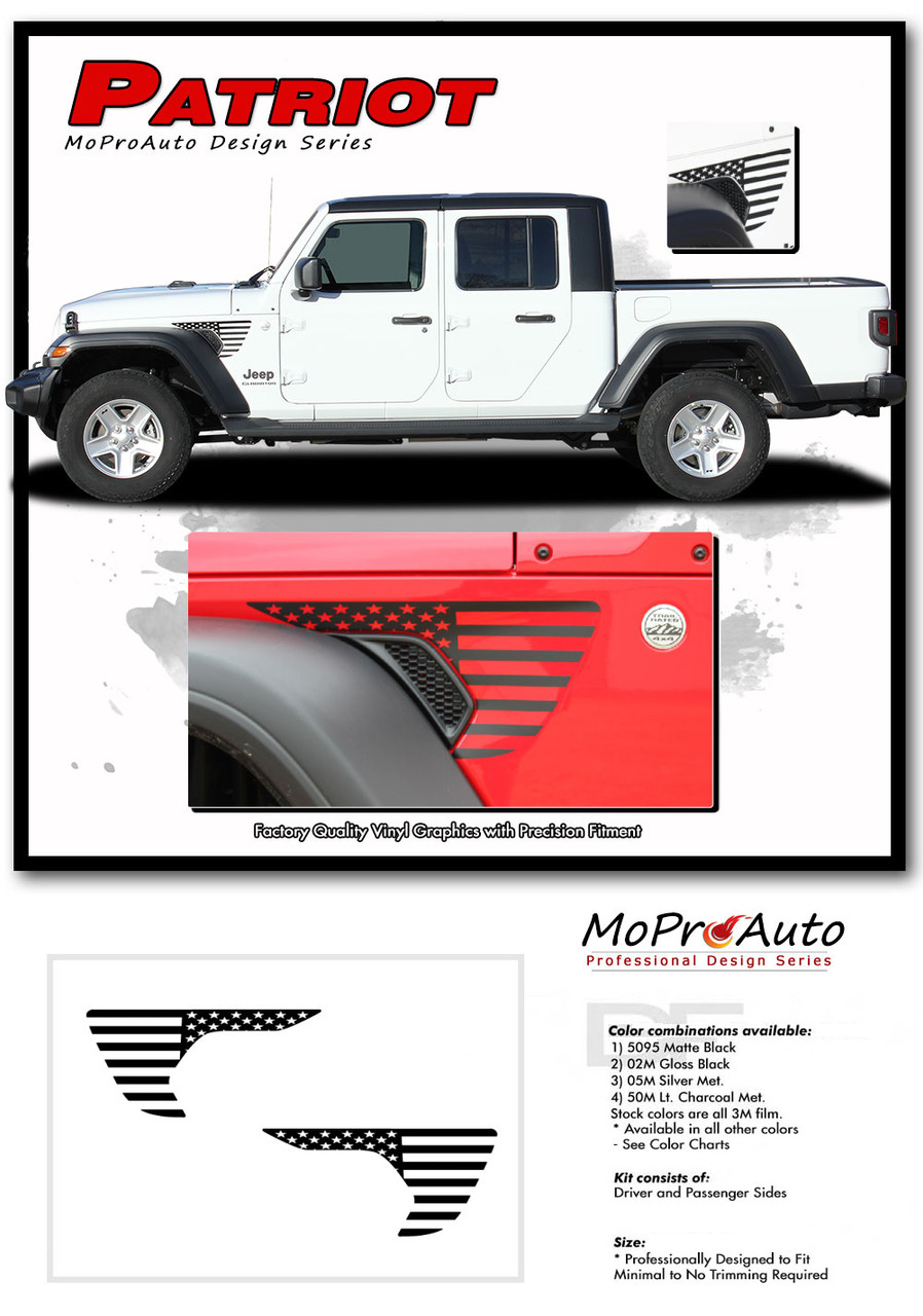 2020, 2021, 2022, 2023 Jeep Gladiator Decals - MoProAuto Pro Design Series Vinyl Graphics and Stripes Kit
