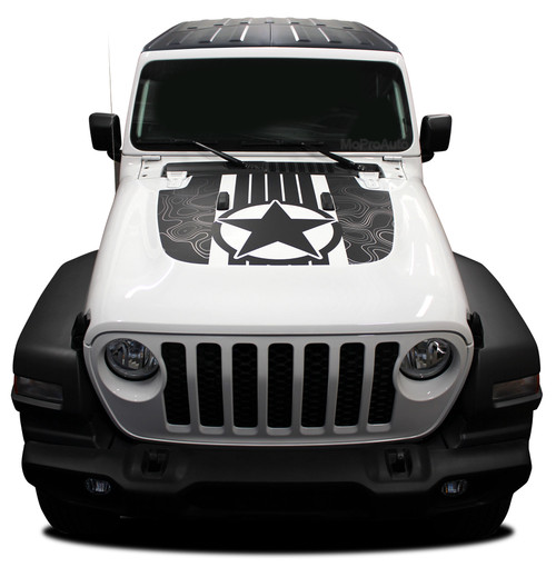 JOURNEY : Jeep Gladiator Hood Decals with Star Vinyl Graphics Stripe Kit for 2020-2023 Models (M-PDS-6716)