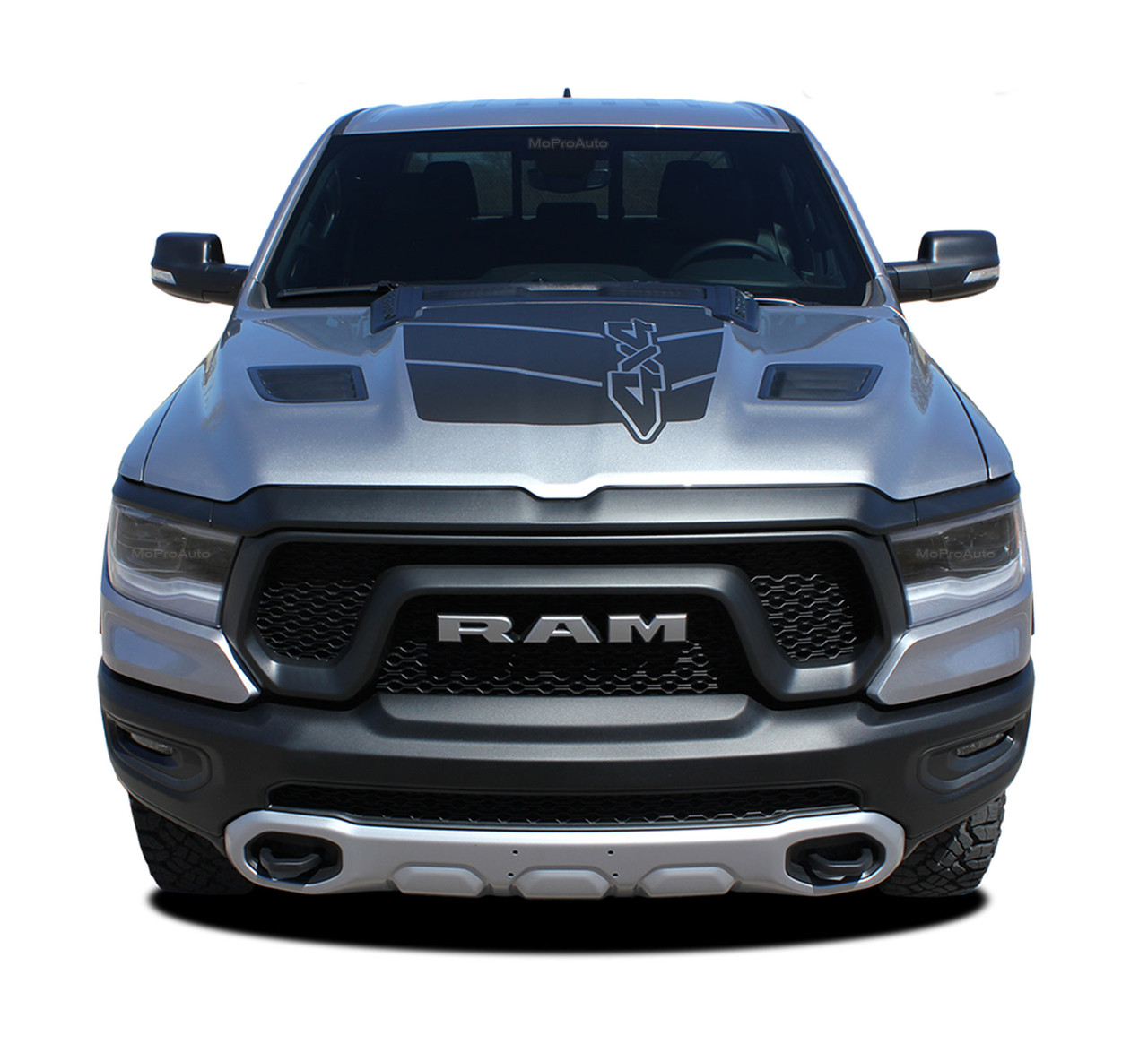 photo 2020 Ram Rebel Midnight Edition revolution hood 2019 2020 2021 dodge ram rebel hood decals vinyl graphic stripe kit