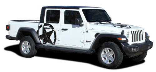 LEGEND STAR SIDES - Jeep Gladiator Side Body Distressed Star Vinyl Graphics Decal Stripe Kit for 2020-2026 Models (M-PDS-7012)
