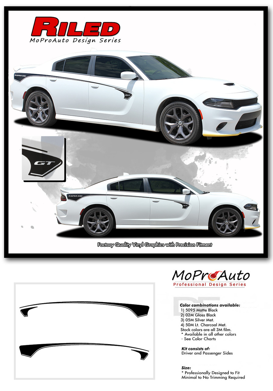 2015, 2016, 2017, 2018, 2019, 2020, 2021, 2022, 2023 Dodge Charger RILED Side Body Door Vinyl Graphics, Stripes and Decals Set