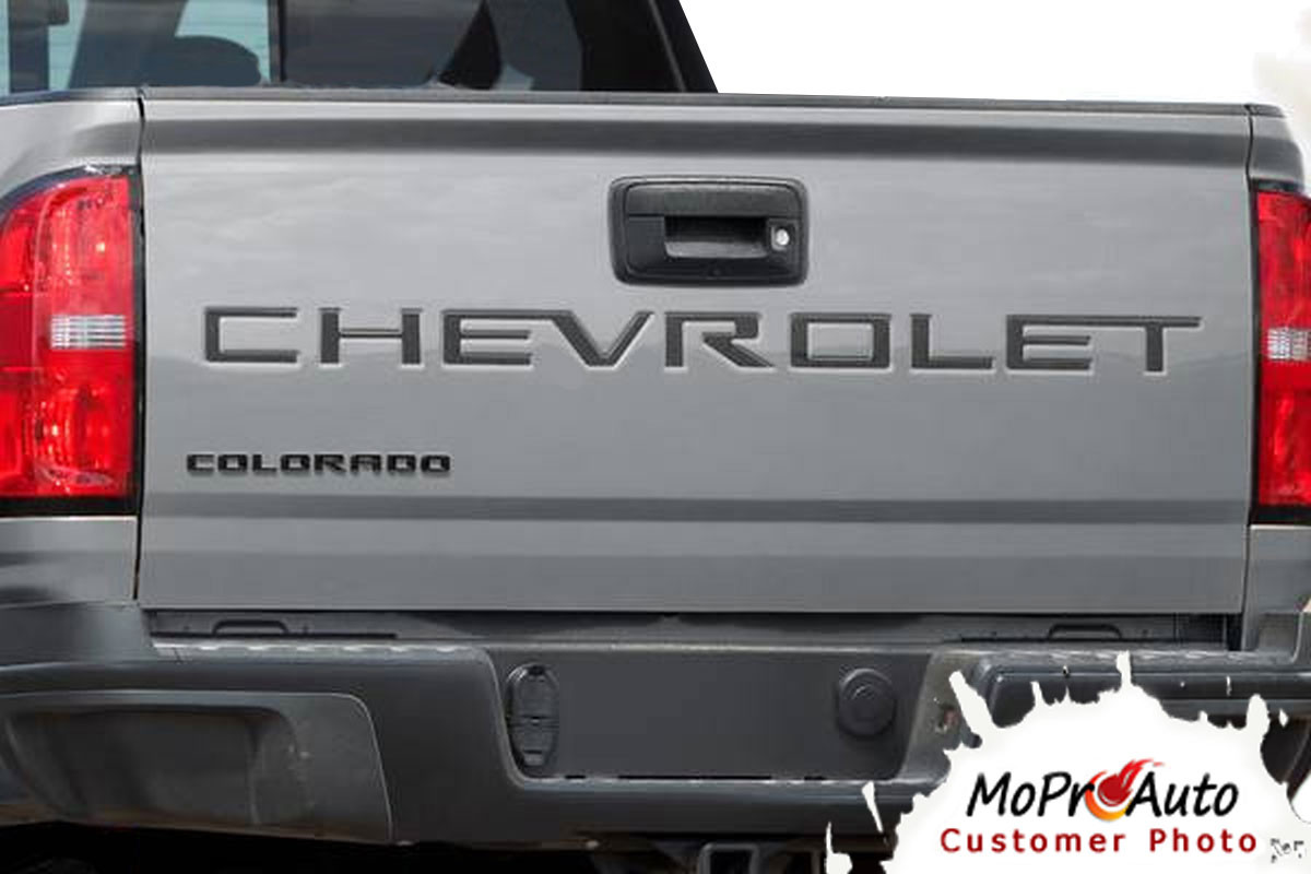 CHEVY COLORADO TAILGATE TEXT LETTERS Chevy Colorado Truck Tailgate Graphic - MoProAuto Pro Design Series Vinyl Graphics, Stripes and Decals Package CHEVY COLORADO TAILGATE TEXT LETTERS - Chevy Colorado Vinyl Graphics, Stripes and Decals Package by MoProAuto Pro Design Series
