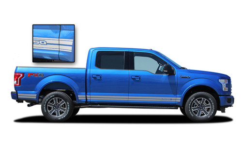 F-150 ROCKER TWO : Ford F-150 Lower Rocker Panel Stripes Vinyl Graphics and Decals Kit for 2015, 2016, 2017, 2018, 2019, 2020, 2021 2022 2023 F-Series Models (M-PDS3526)