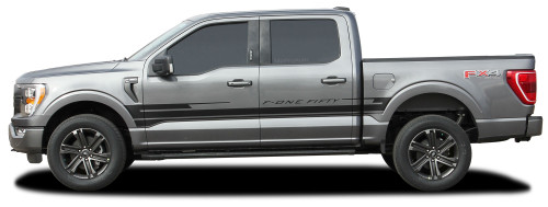F-150 SWAY : 2021 2022 2023 Ford F-150 Side Body Decals Mid Panel Stripes Vinyl Graphics Kit (M-PDS-7474)