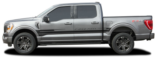 F-150 SWAY - 2021 2022 2023 Ford F-150 Side Body Decals Mid Panel Stripes Vinyl Graphics Kit (M-PDS-7474)