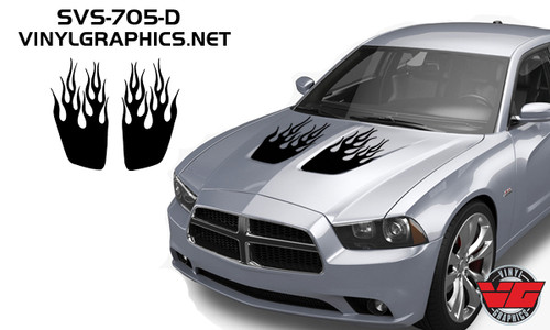 2011-2014 Dodge Charger Flame Hood Inserts