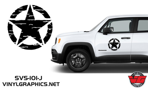 Jeep Renegade Distressed Star Hood/Door Graphics