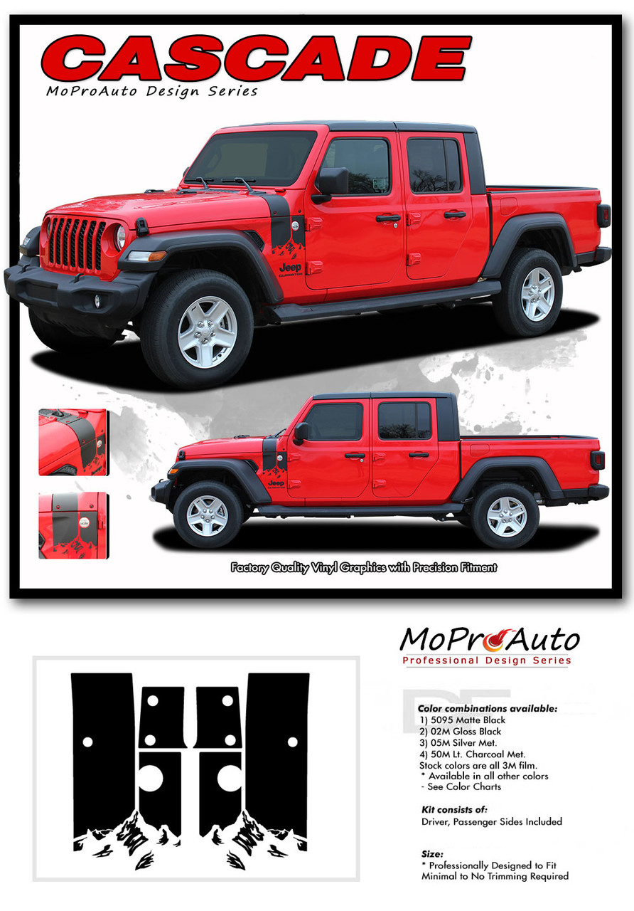 2020, 2021, 2022, 2023, 2024 Jeep Gladiator Decals - MoProAuto Pro Design Series Vinyl Graphics and Stripes Kit