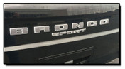 BRONCO LETTERS : Ford Bronco Sport Front Grill and Rear Gate Name Text Decals Stripes Vinyl Graphics for 2021 2022 (M-PDS-7704)