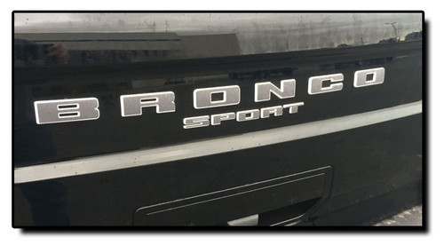 BRONCO LETTERS : Ford Bronco Sport Front Grill and Rear Gate Name Text Decals Stripes Vinyl Graphics for 2021 2022 2023 (M-PDS-7704)