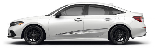SHATTERED : Universal Versatile Style Side Body Vinyl Graphics Door Stripes Decals Shown on Honda Civic (M-PDS-8098-CIVIC)