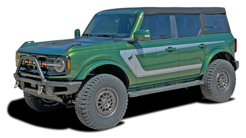 BRONCO HORSESHOE (FULL SIZE) : Ford Bronco Side Body Door Decals Stripes Vinyl Graphics Kit for 2021 2022 (M-PDS-8244)