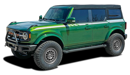 BRONCO REINS (FULL SIZE) : Ford Bronco Side Body Upper Door Stripes Decals Vinyl Graphics Kit for 2021 2022 2023 (M-PDS-8294)