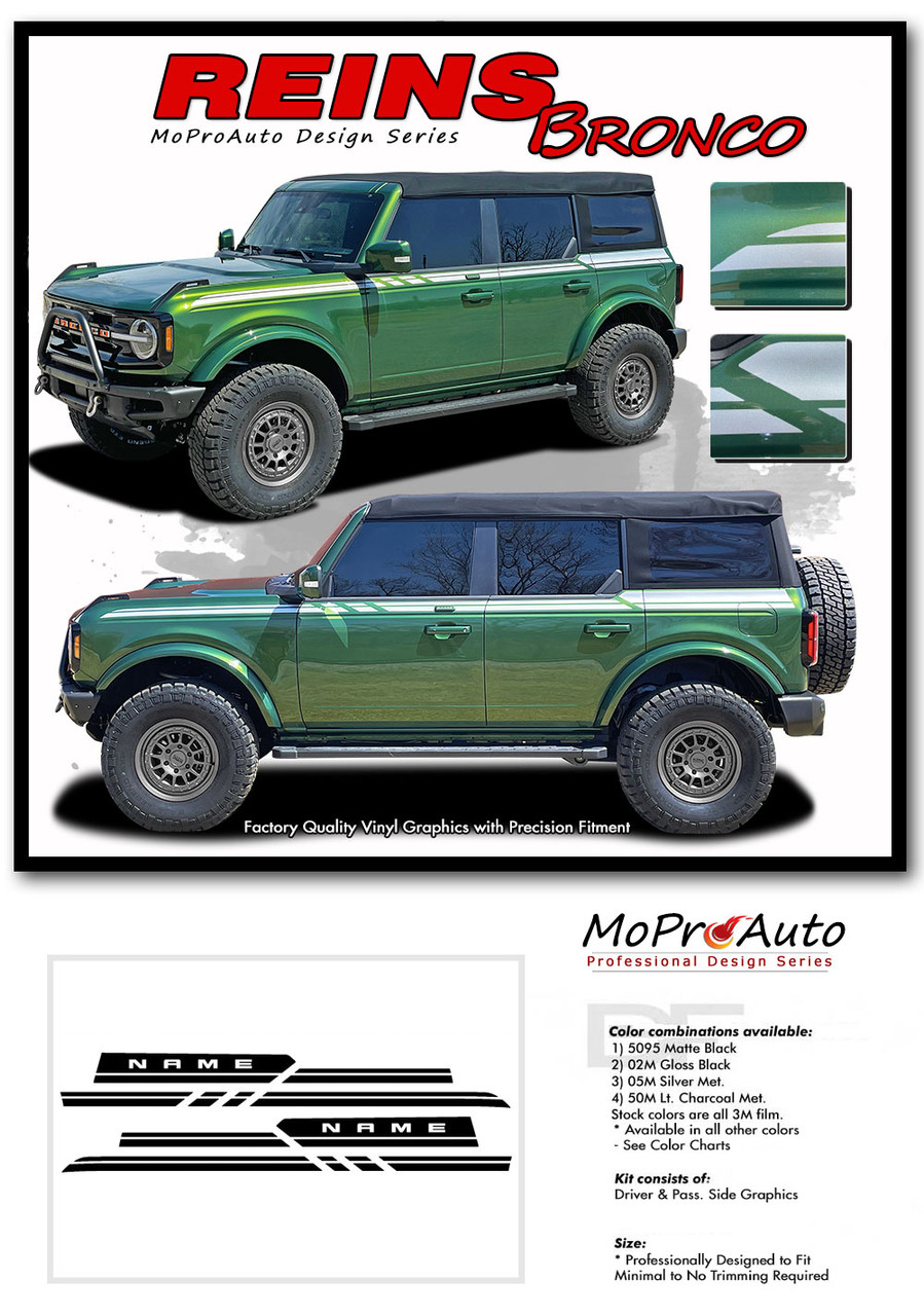 2021 2022 2023 2024 Ford Bronco REINS Vinyl Graphics and Decals Kit - MoProAuto Pro Design Series