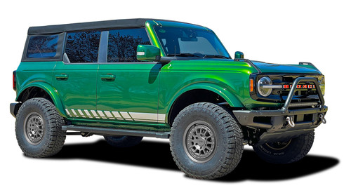 BRONCO ROCKERS (FULL SIZE) : Ford Bronco Side Body Lower Rocker Panel Door Stripes Decals Vinyl Graphics Kit for 2021 2022 2023 (M-PDS-8292)