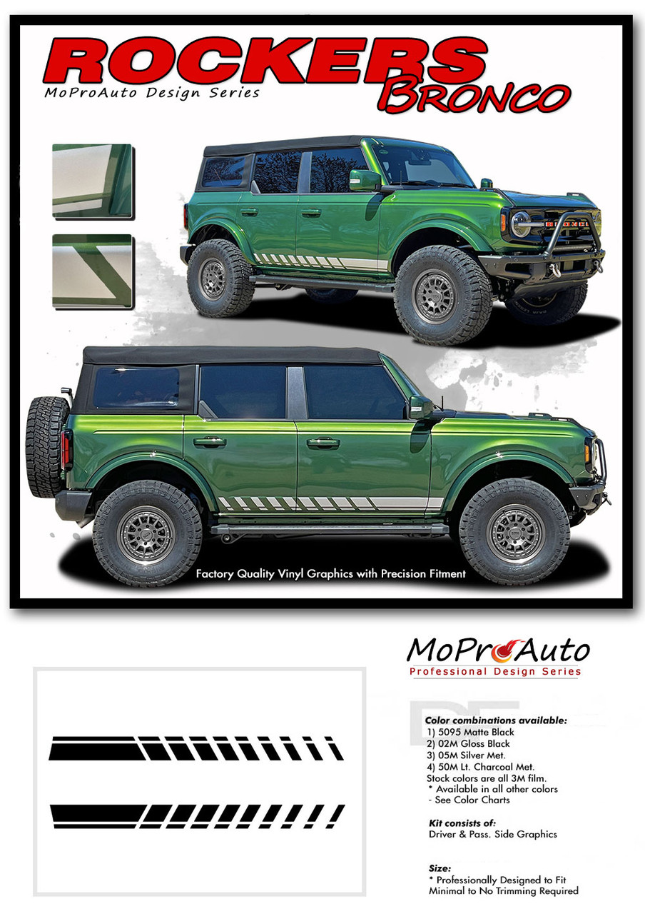2021 2022 Ford Bronco ROCKERS Vinyl Graphics and Decals Kit - MoProAuto Pro Design Series