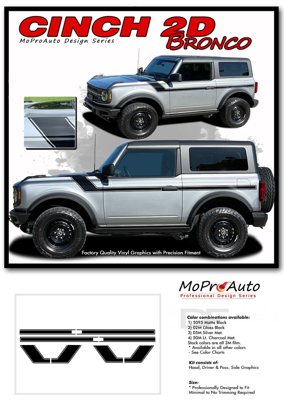 2021 2022 2023 Ford Bronco RIDER HOOD Vinyl Graphics and Decals Kit - MoProAuto Pro Design Series