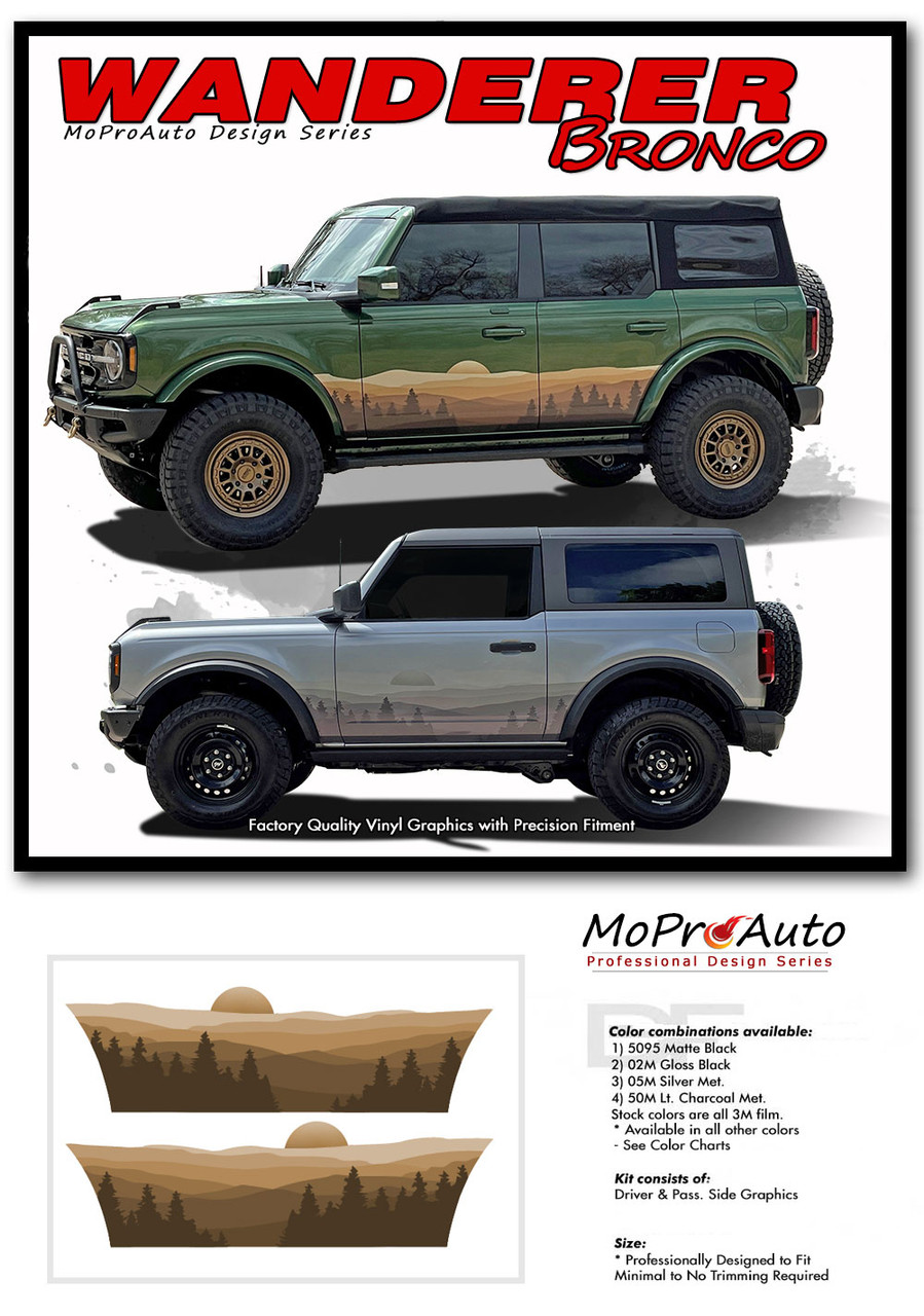 2021 2022 2023 2024 Ford Bronco RIDER HOOD Vinyl Graphics and Decals Kit - MoProAuto Pro Design Series