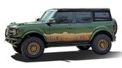 BRONCO WANDERER (FULL SIZE) - Ford Bronco Side Body Door Decals Trees Mountains Stripes Vinyl Graphics Kit for 2021-2026 (EARTHTONES) (M-PDS-8383-2)