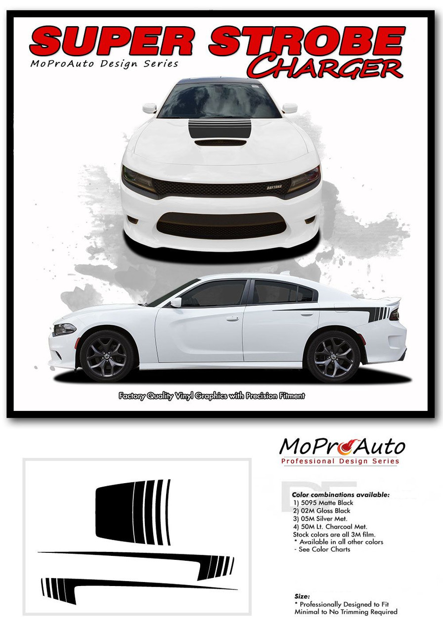 2015, 2016, 2017, 2018, 2019, 2020, 2021, 2022, 2023 SINISTER HOOD : Dodge Charger Daytona Hemi SRT 392 Style Center Air Hood Vinyl Graphic Decals and Stripe Kit