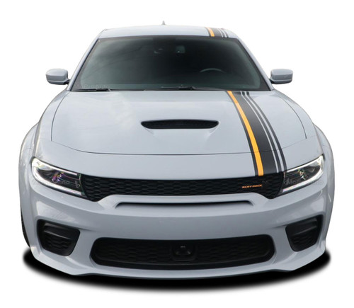 CRUSH : Dodge Charger Euro Racing Stripes Offset Hood Decals Vinyl Graphic fits 2015-2023 (M-PDS-8784)