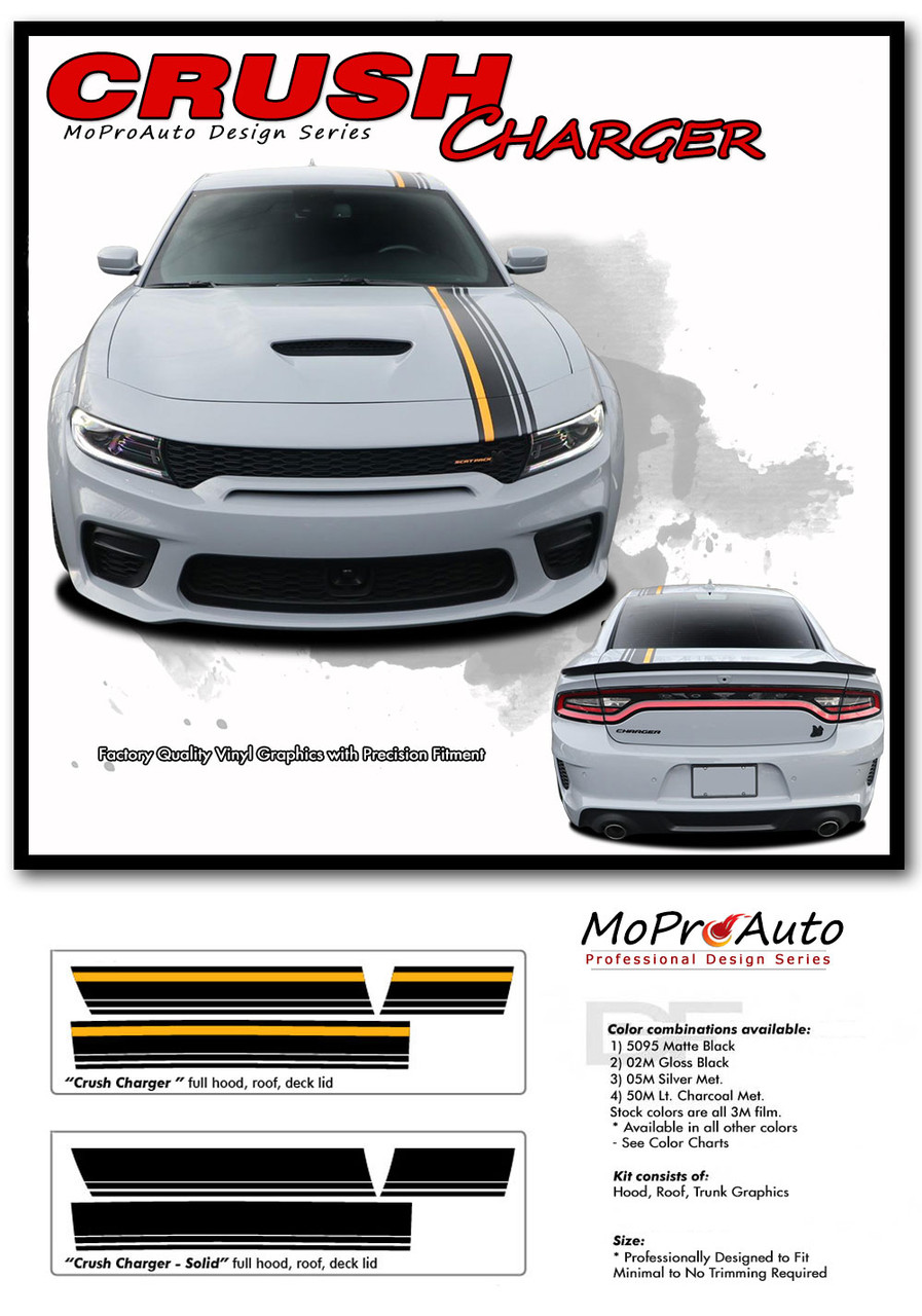 2015, 2016, 2017, 2018, 2019, 2020, 2021, 2022, 2023 CRUSH Dodge Charger E RALLY STRIPE Vinyl Graphics, Stripes and Decals Set