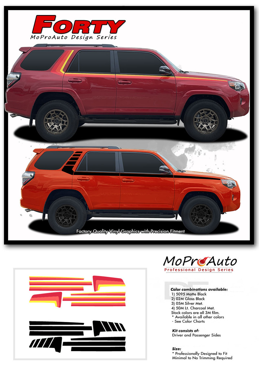 2015 2016 2017 2018 2019 2020 2021 2022 2023 2024 FORTY : Toyota 4Runner Truck TRD Sport Pro - MoProAuto Pro Design Series Vinyl Graphics, Stripes and Decals Kit